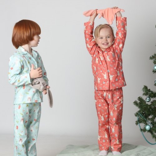 Пижама детская ELA Textile&Toys Зайчики 2 - 7 лет Футер Желтый PJ003YRB