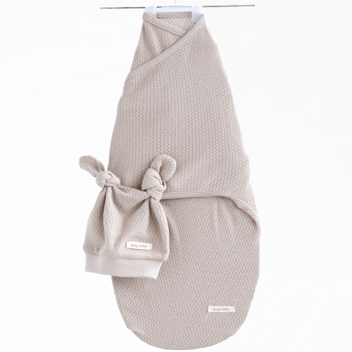 Евро пеленка кокон на липучках и шапка для новорожденных Magbaby Honey Мокко 134371