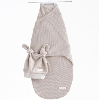 Евро пеленка кокон на липучках и шапка для новорожденных Magbaby Honey Мокко 134371