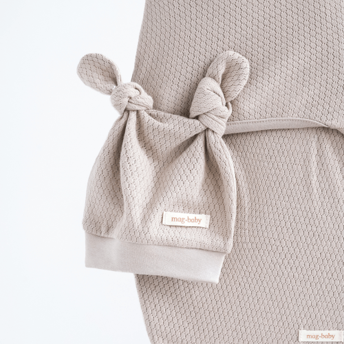 Евро пеленка кокон на липучках и шапка для новорожденных Magbaby Honey Мокко 134371