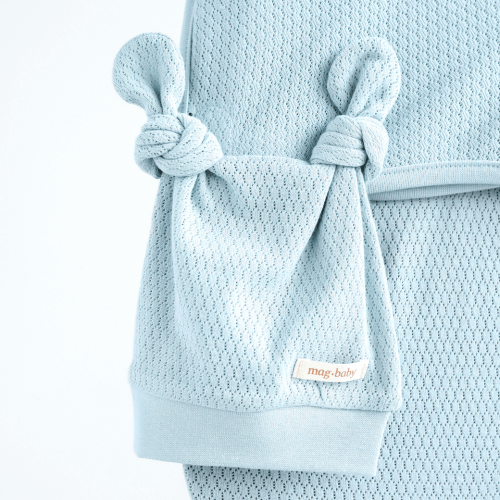 Евро пеленка кокон на липучках и шапка для новорожденных Magbaby Honey Светло-голубой 134375