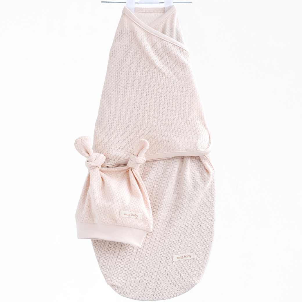 Евро пеленка кокон на липучках и шапка для новорожденных Magbaby Honey Светло-персиковый 134369