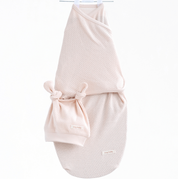 Евро пеленка кокон на липучках и шапка для новорожденных Magbaby Honey Светло-персиковый 134369