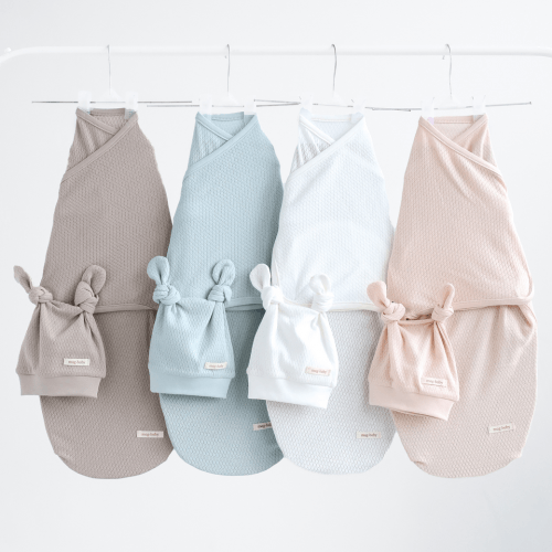 Евро пеленка кокон на липучках и шапка для новорожденных Magbaby Honey Молочный 134373