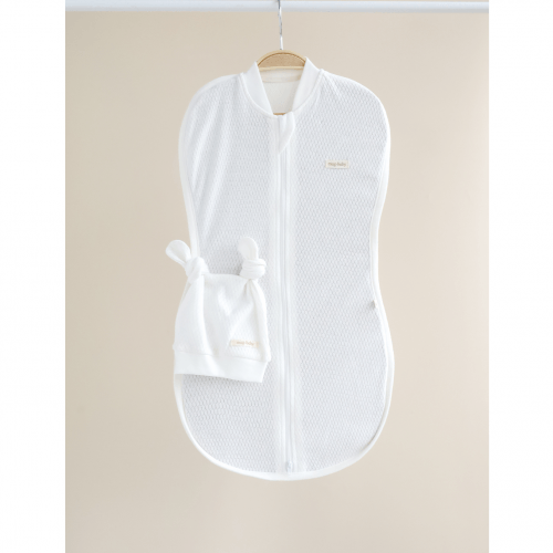 Евро пеленка кокон на молнии и шапка для новорожденных Magbaby Honey Молочный 134365