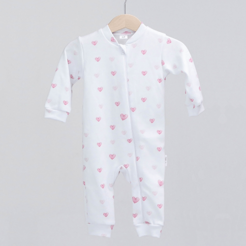Человечек детский ELA Textile&Toys Сердечки 1 - 3 лет Интерлок Белый/Розовый RP001HT