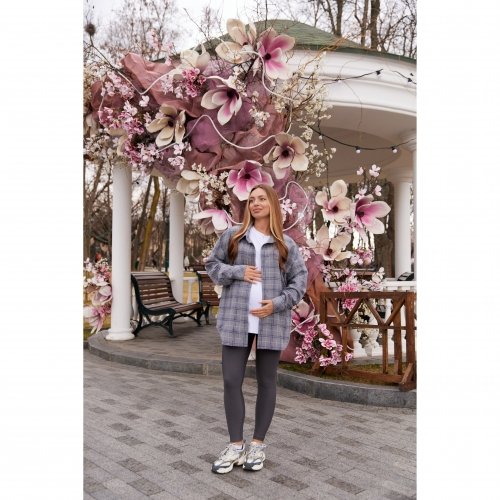 Рубашка в клетку для беременных и кормящих Lullababe Siena Grey Серый LB01SN129