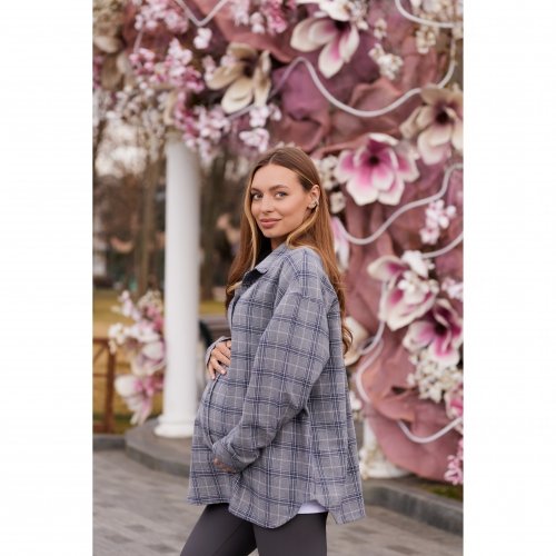 Рубашка в клетку для беременных и кормящих Lullababe Siena Grey Серый LB01SN129
