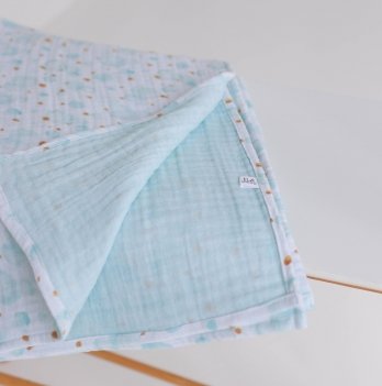 Муслиновый плед для новорожденных ELA Textile&Toys Пузырьки Муслин Мятный 150х100 см BLM003MT