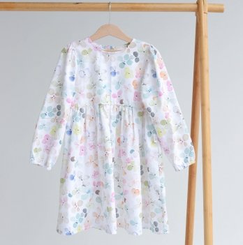 Платье детское ELA Textile&Toys Цветы 7 - 9 лет Сатин Белый/Розовый DS002FL