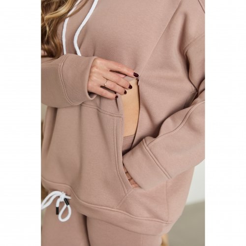 Худи для беременных и кормящих с начесом Lullababe Buffalo Beige Бежевый LB14BF140