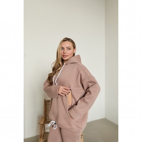 Худи для беременных и кормящих с начесом Lullababe Buffalo Beige Бежевый LB14BF140