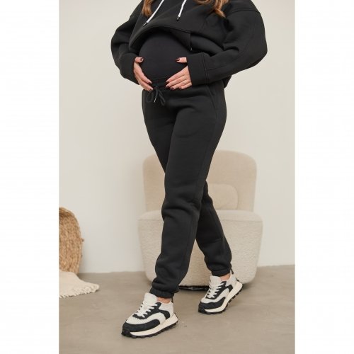 Спортивные штаны для беременных с начесом Lullababe Frankfurt Black Черный LB12FR136