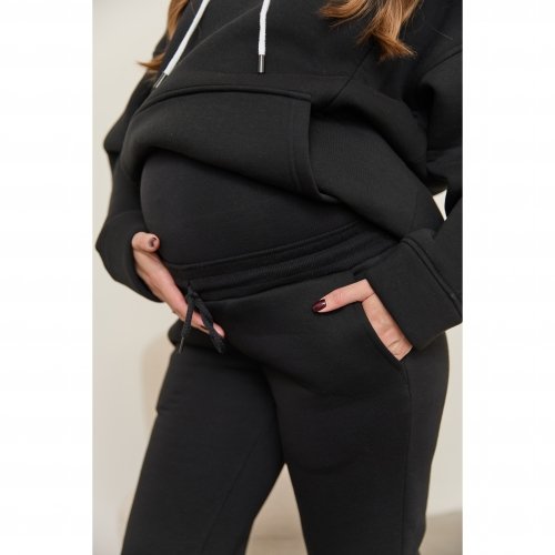 Спортивные штаны для беременных с начесом Lullababe Frankfurt Black Черный LB12FR136