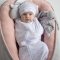 Пеленка кокон на молнии и шапка для новорожденных ELA Textile&Toys Единороги 0 - 3 мес Белый/Коричневый/Розовый DZ003U