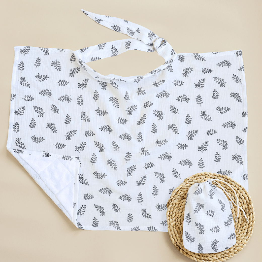 Муслиновая накидка для кормления грудью Magbaby Веточки Молочный/Черный 103363