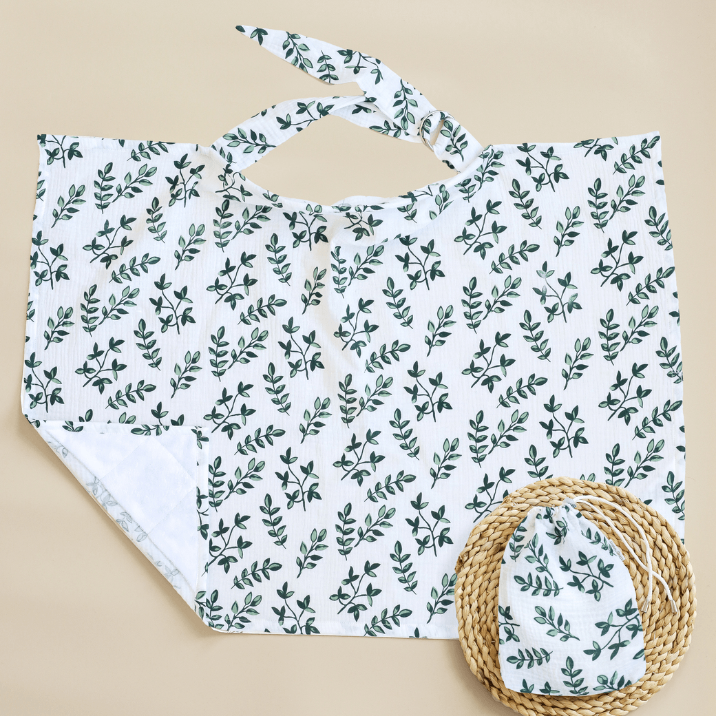 Муслиновая накидка для кормления грудью Magbaby Папоротник Молочный/Зеленый 103338