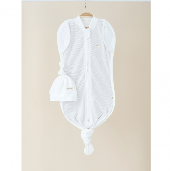 Евро пеленка кокон на молнии и шапка для новорожденных Magbaby Каспер Honey безразмерная Молочный 103565