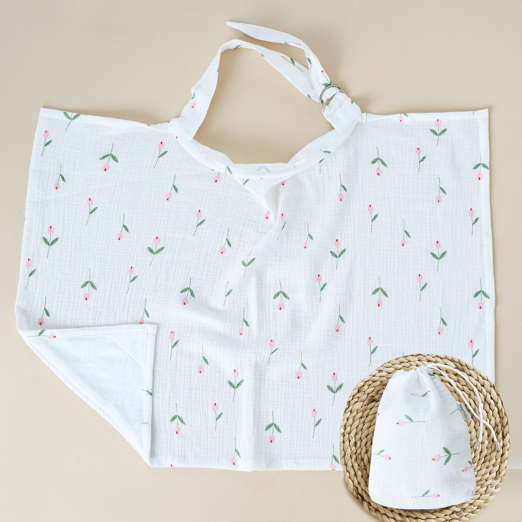 Муслиновая накидка для кормления грудью Magbaby Тюльпан Белый/Зеленый/Розовый 134657