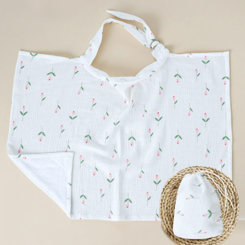 Муслиновая накидка для кормления грудью Magbaby Тюльпан Белый/Зеленый/Розовый 134657