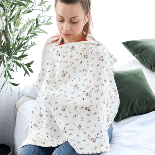 Муслиновая накидка для кормления грудью Magbaby Розы Молочный 134659