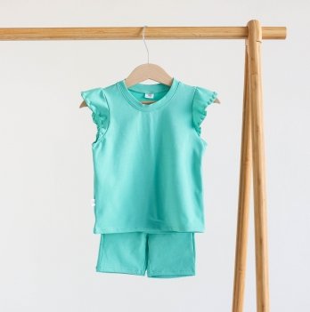 Летний костюм для девочки футболка и шорты ELA Textile&Toys 2 - 8 лет Кулир Бирюзовый JSG001MT