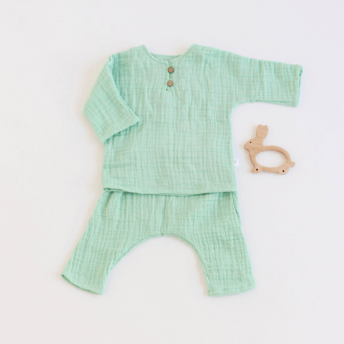 Летний комплект для детей ELA Textile&Toys 0 - 1,5 лет Муслин Мятный MS001MN