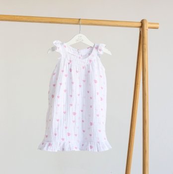 Летний сарафан для девочки ELA Textile&Toys Сердечки 2 - 7 лет Белый/Розовый SDM001HT