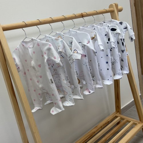 Человечек для новорожденных ELA Textile&Toys Единороги 0 - 3 лет Интерлок Белый/Коричневый/Розовый JS002UC