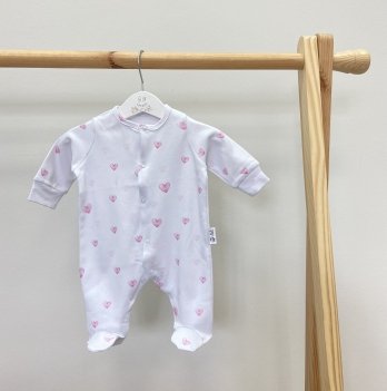Человечек для новорожденных ELA Textile&Toys Сердечки 0 - 3 лет Интерлок Белый/Розовый JS002HT