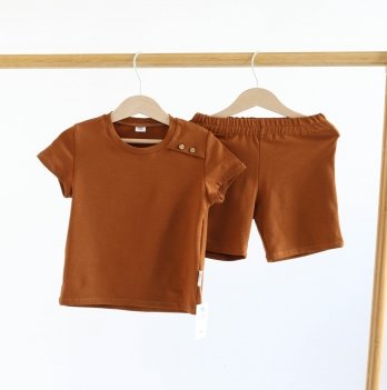 Костюм футболка и шорты для мальчика ELA Textile&Toys 2 - 8 лет Кулир Коричневый JSB001KM