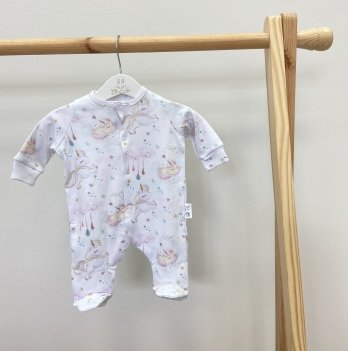 Человечек для новорожденных ELA Textile&Toys Единороги 0 - 3 лет Интерлок Белый/Коричневый/Розовый JS002UC