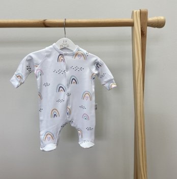 Человечек для новорожденных ELA Textile&Toys Радуга 0 - 3 лет Интерлок Белый/Оранжевый JS002RB