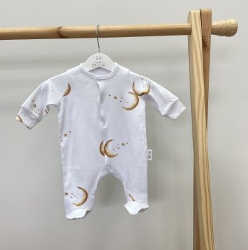 Человечек для новорожденных ELA Textile&Toys Месяц 0 - 3 лет Интерлок Белый/Коричневый JS002MN