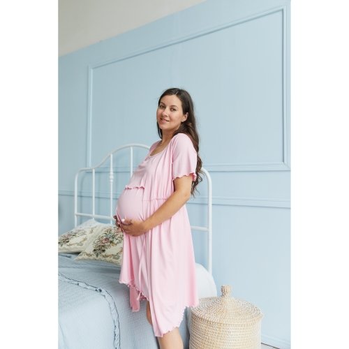 Комплект халат и ночнушка для беременных и кормящих Lullababe Melanie Розовый LB11ML124