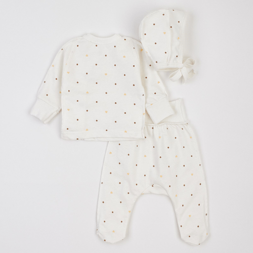 Набор одежды для новорожденных ЛяЛя Горох и сердце 0 - 3 мес Футер Молочный/Бежевый К1ФТ003_6-02