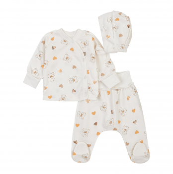 Набор одежды для новорожденных ЛяЛя Мишки с сердечками 0 - 3 мес Футер Молочный/Оранжевый К1ФТ003_6-193