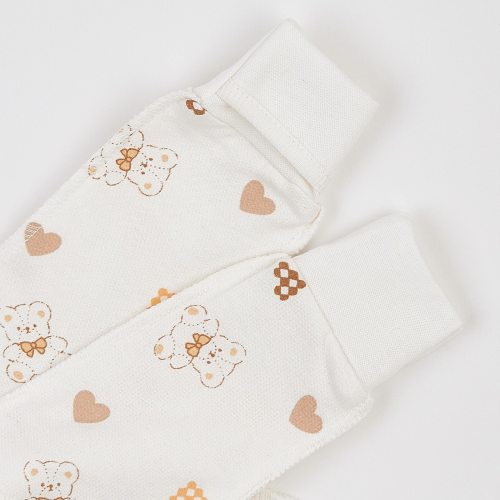 Набор одежды для новорожденных ЛяЛя Мишки с сердечками 0 - 3 мес Футер Молочный/Оранжевый К1ФТ003_6-193