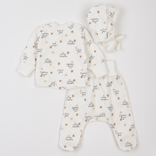 Набор одежды для новорожденных ЛяЛя Mummy loves me 0 - 3 мес Футер Молочный/Коричневый К1ФТ003_6-194