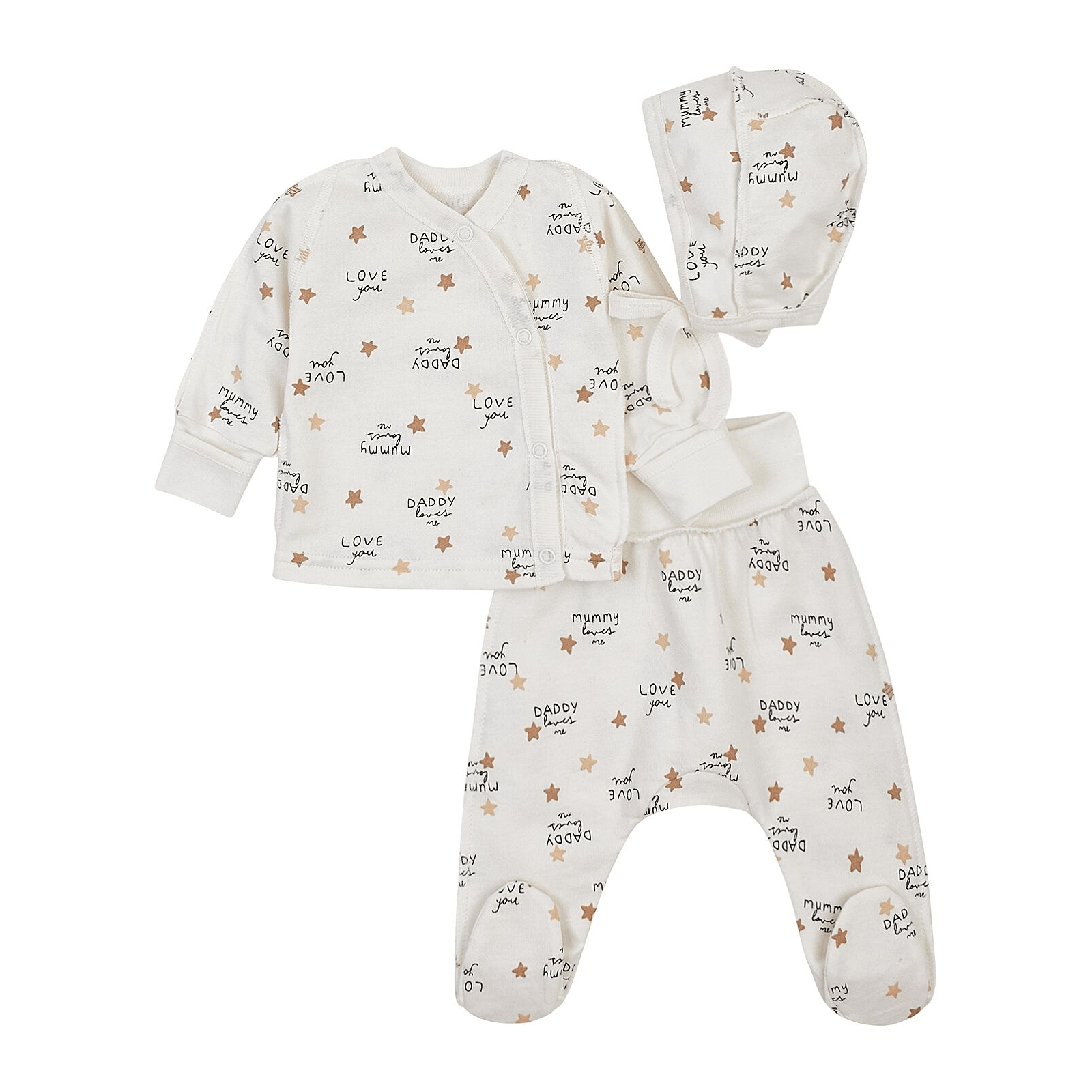 Набор одежды для новорожденных ЛяЛя Mummy loves me 0 - 3 мес Футер Молочный/Коричневый К1ФТ003_6-194