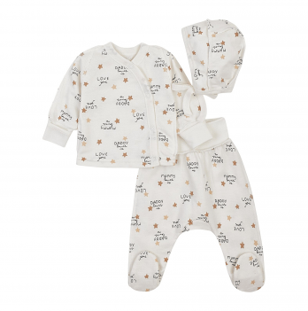 Набор одежды для новорожденных ЛяЛя Mummy loves me 0 - 3 мес Футер Молочный/Коричневый К1ФТ003_6-194