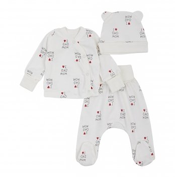 Набор одежды для детей ЛяЛя I love dad mom 0 - 3 мес Интерлок Молочный/Красный/Черный К1ІН006_2-242