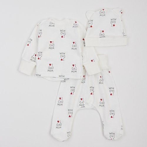 Набор одежды для детей ЛяЛя I love dad mom 0 - 3 мес Интерлок Молочный/Красный/Черный К1ІН006_2-242