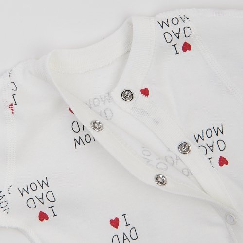 Набор одежды для детей ЛяЛя I love dad mom 0 - 3 мес Интерлок Молочный/Красный/Черный К1ІН006_2-242