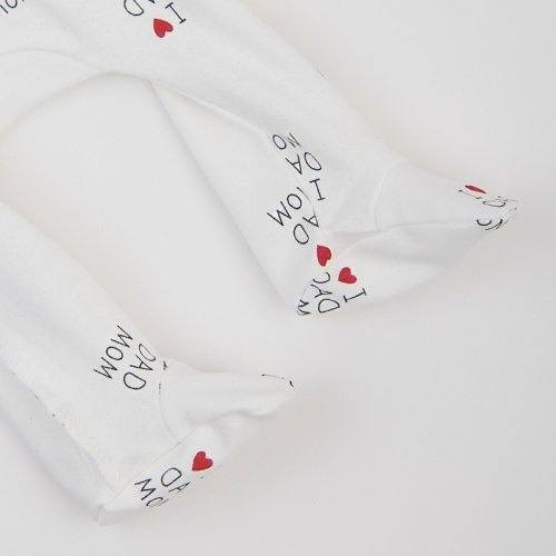 Набор одежды для детей ЛяЛя I love dad mom 0 - 3 мес Интерлок Молочный/Красный/Черный К1ІН006_2-242