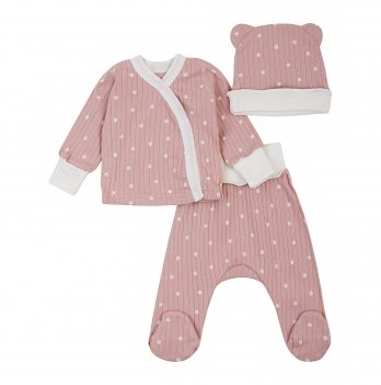 Набор одежды для детей ЛяЛя Горох 0 - 3 мес Интерлок Пудровый/Молочный К1ІН006_2-498