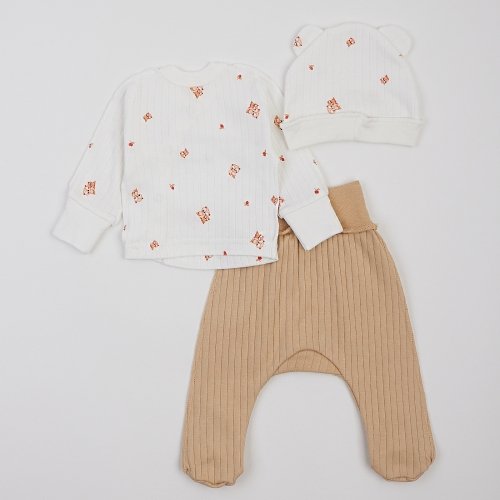 Набор одежды для детей ЛяЛя 0 - 3 мес Интерлок Молочный/Бежевый/Красный К1ІН006_2-499