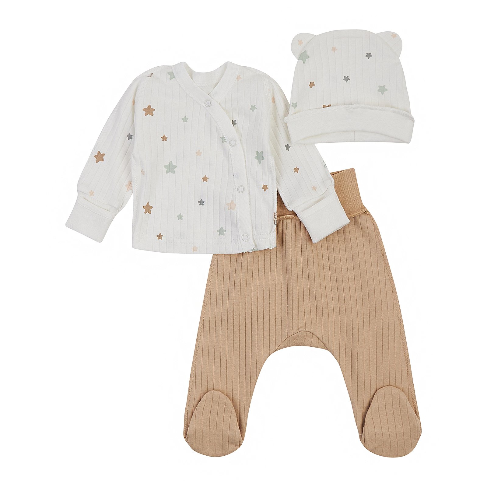 Набор одежды для детей ЛяЛя 0 - 3 мес Интерлок Молочный/Бежевый/Серый К1ІН006_2-500