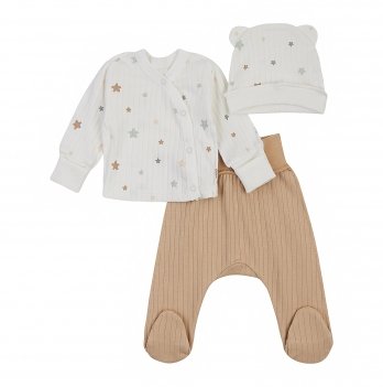 Набор одежды для детей ЛяЛя 0 - 3 мес Интерлок Молочный/Бежевый/Серый К1ІН006_2-500