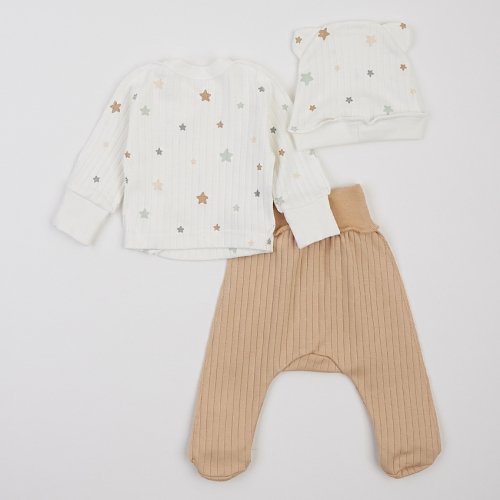 Набор одежды для детей ЛяЛя 0 - 3 мес Интерлок Молочный/Бежевый/Серый К1ІН006_2-500